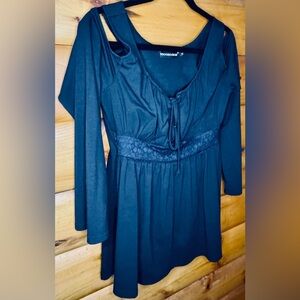 Goth Black Lace-Trimmed Waist Women's Tunic Perfect for REN-Fest!